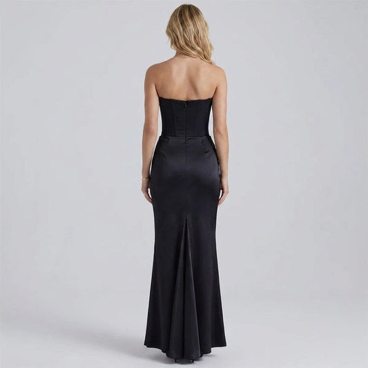 One-Shoulder Pleated Bodysuit Maxi Dress
