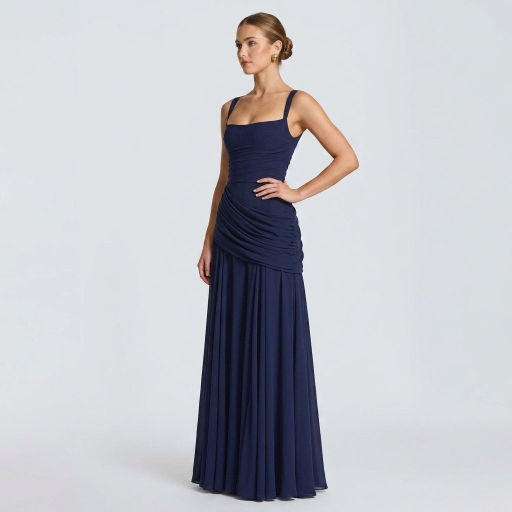 Off-Shoulder High-Waist Slip Maxi Dress