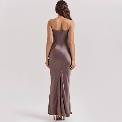 One-Shoulder Pleated Bodysuit Maxi Dress
