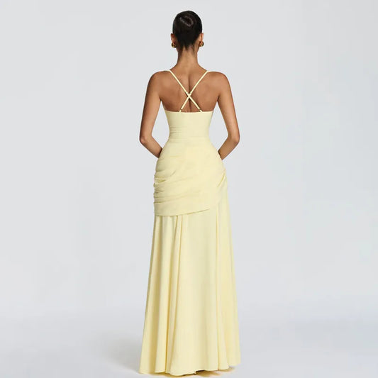 Off-Shoulder High-Waist Slip Maxi Dress