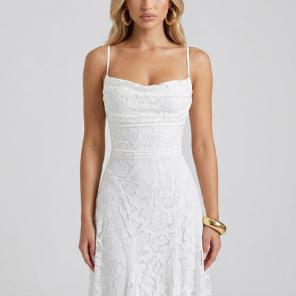 Backless Lace Big Swing Maxi Gown