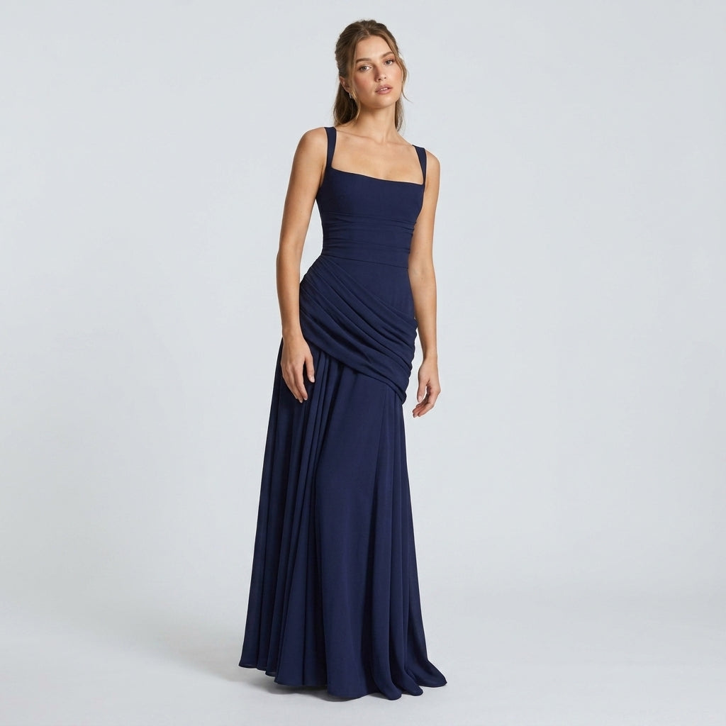 Off-Shoulder High-Waist Slip Maxi Dress