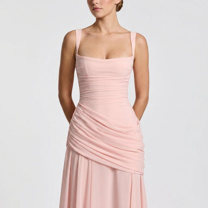 Off-Shoulder High-Waist Slip Maxi Dress