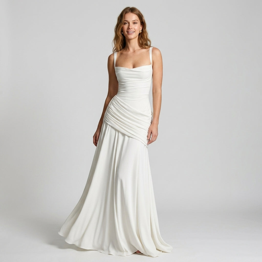Off-Shoulder High-Waist Slip Maxi Dress