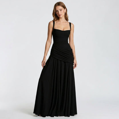 Off-Shoulder High-Waist Slip Maxi Dress