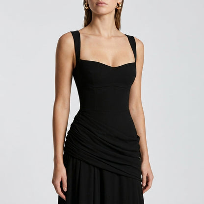 Off-Shoulder High-Waist Slip Maxi Dress