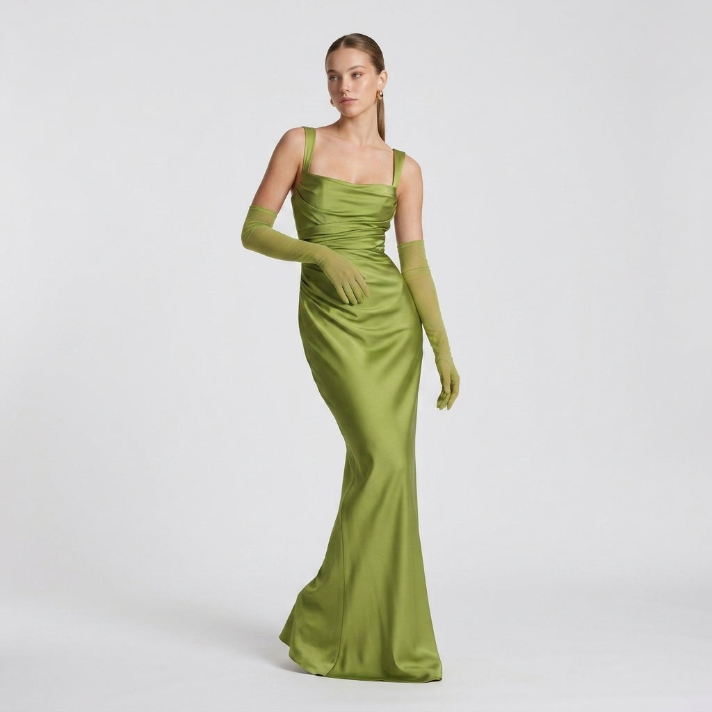 Sleeveless High-Waist Pleated Maxi Dress