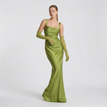 Sleeveless High-Waist Pleated Maxi Dress