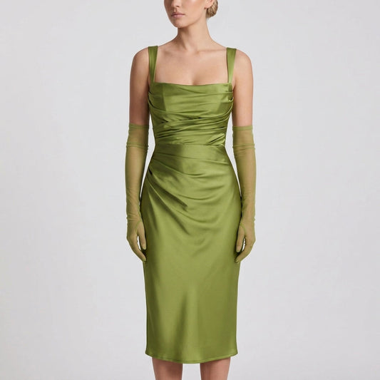 Sleeveless High-Waist Pleated Maxi Dress