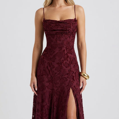 Backless Lace Big Swing Maxi Gown