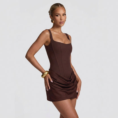 Sleeveless Knit Bodycon Dress with Low Neckline