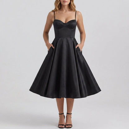 French Mesh Double Layer Suspender Dress