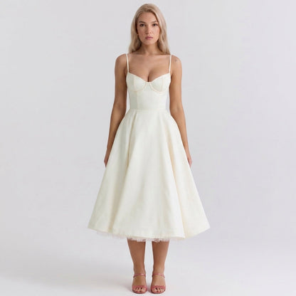 French Mesh Double Layer Suspender Dress