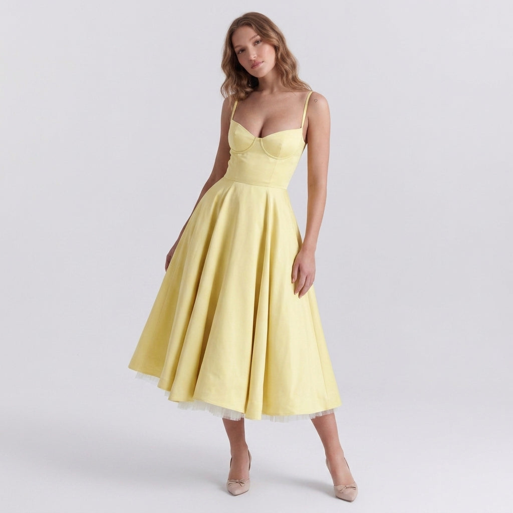 French Mesh Double Layer Suspender Dress