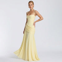 Off-Shoulder High-Waist Slip Maxi Dress