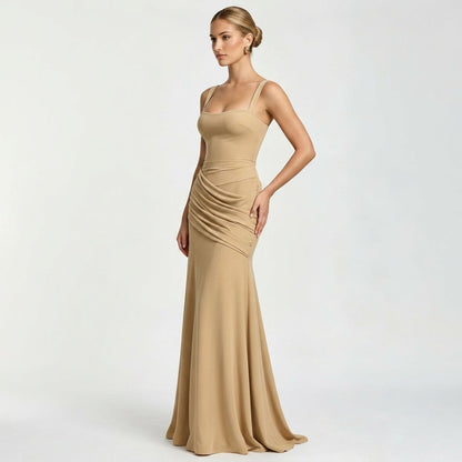 Off-Shoulder High-Waist Slip Maxi Dress