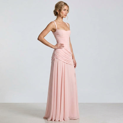Off-Shoulder High-Waist Slip Maxi Dress