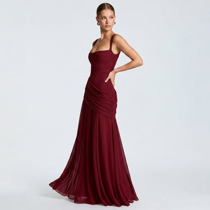 Off-Shoulder High-Waist Slip Maxi Dress