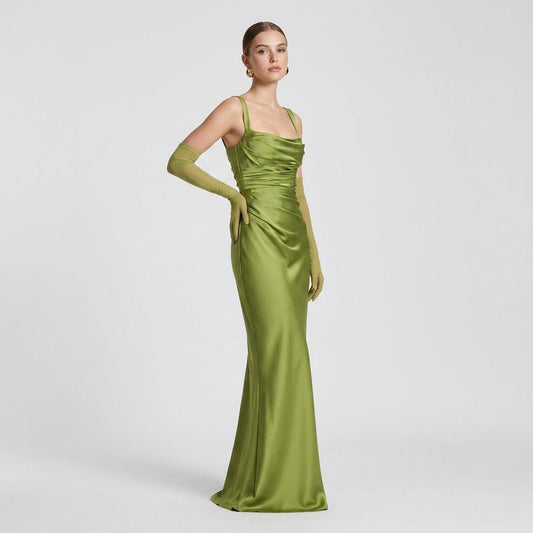 Sleeveless High-Waist Pleated Maxi Dress
