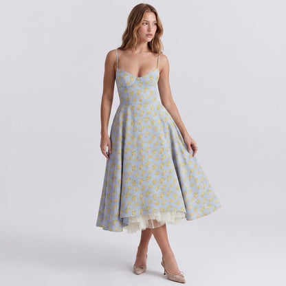 French Mesh Double Layer Suspender Dress