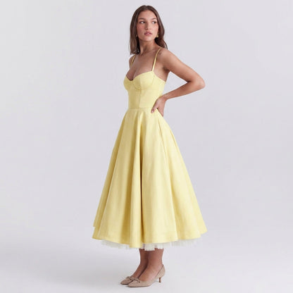 French Mesh Double Layer Suspender Dress