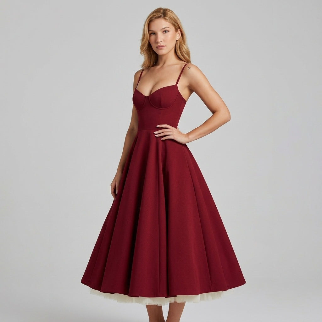 French Mesh Double Layer Suspender Dress