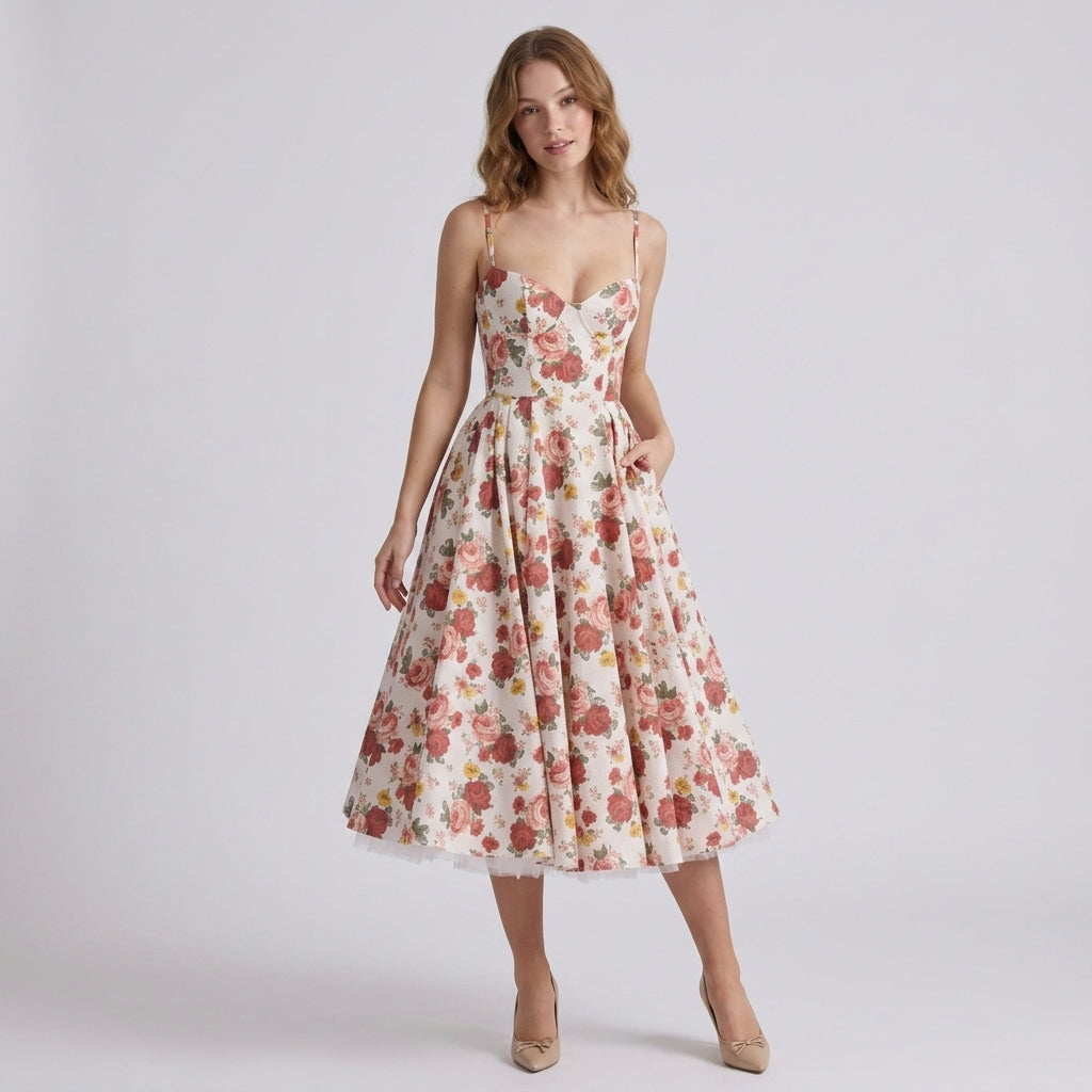 French Mesh Double Layer Suspender Dress