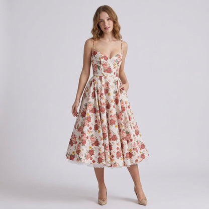 French Mesh Double Layer Suspender Dress